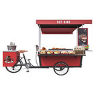 Paslanmaz Izgara Yemek 50km / H Barbekü Üç Tekerlekli Bisiklet Hot Dog Arabası