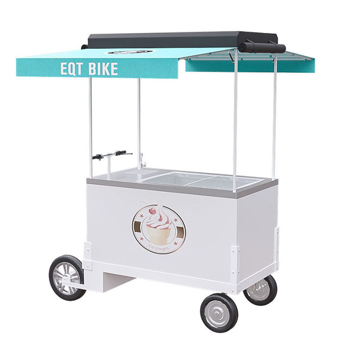 Tüm Paslanmaz Çelik Dondurma Bisiklet Arabası 300kg Yük Kapasitesi CE Onayı