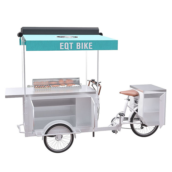 Mobil Sokak Vending Barbekü Gıda Bisikleti CE Belgesi 1 Yıl Garanti