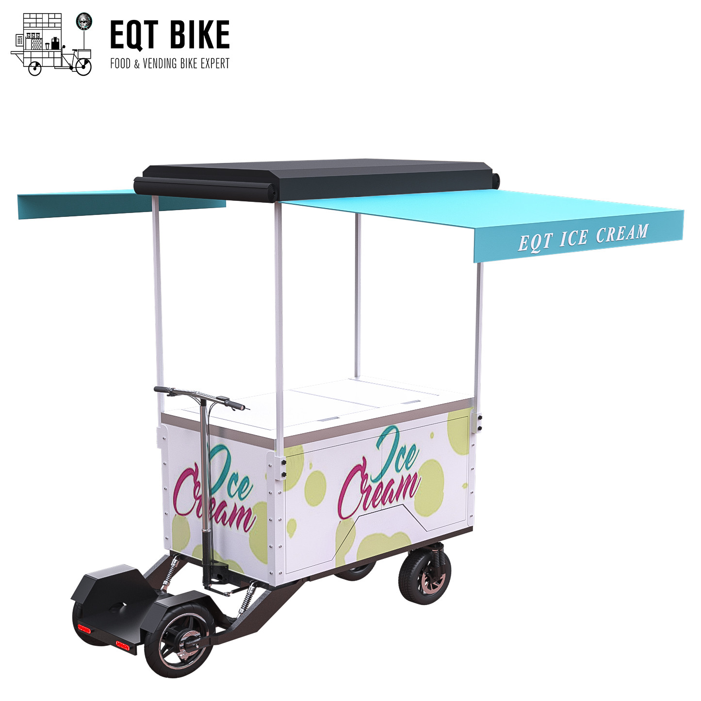 EQT Sıcak Satış Yüksek Kaliteli Açık Dondurma Bisikleti 4 Tekerlekli Elektrikli Otomat Dondurma Bisikleti Dondurucu Üç Tekerlekli Bisiklet