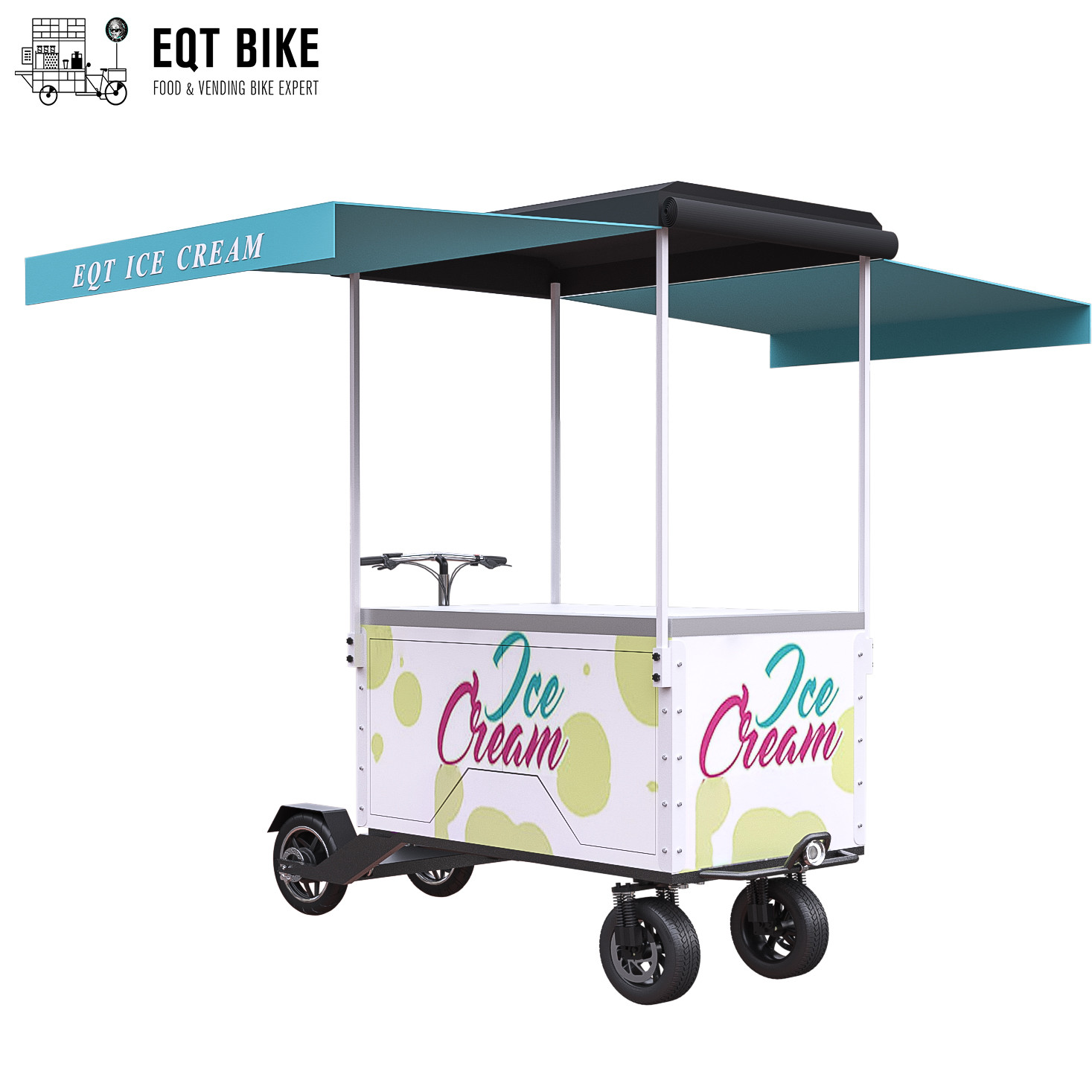 EQT Elektrikli Scooter Dondurma Bisiklet Arabası Pil Desteği Soğuk İçecekler İçin Kargo Bisikleti Ön Yük İş Bisikleti